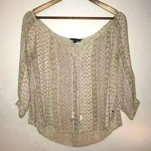 American Eagle Purple Floral Print Blouse Size: M - Picture 1 of 4